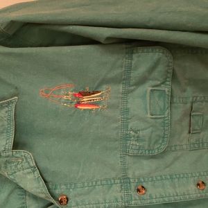 Teal Blue Bimini Bay Fishing Shirt Large